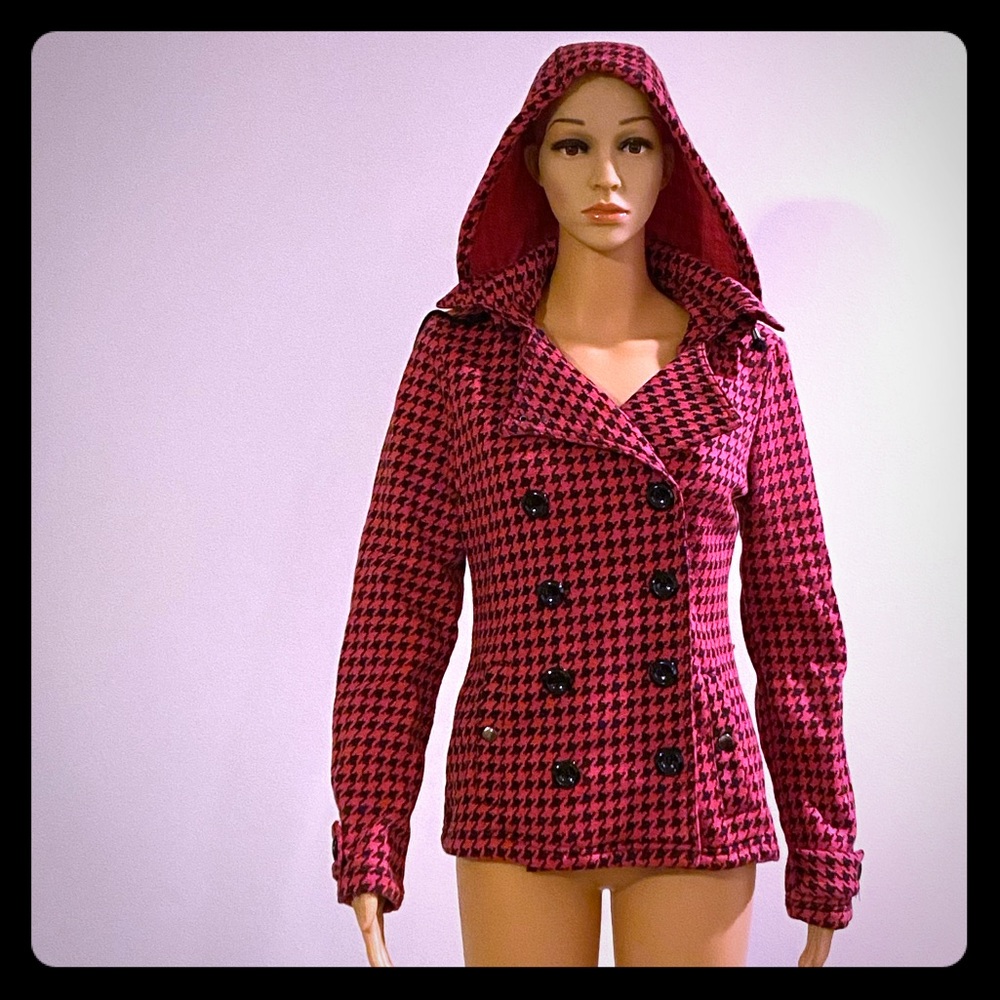 Pink and Black Hooded Coat